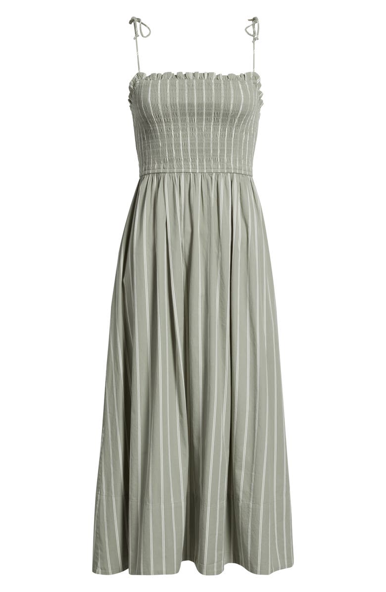 Nordstrom Smocked Sleeveless Flare Midi Dress, Alternate, color, Green- Ivory Sadie Stripe