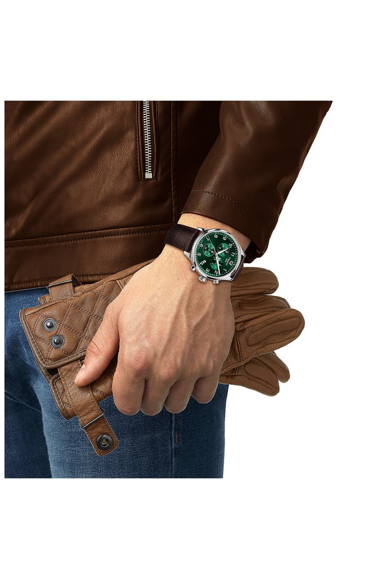 Chrono XL Chronograph Leather Strap Watch, 45mm, Alternate, color, BROWN