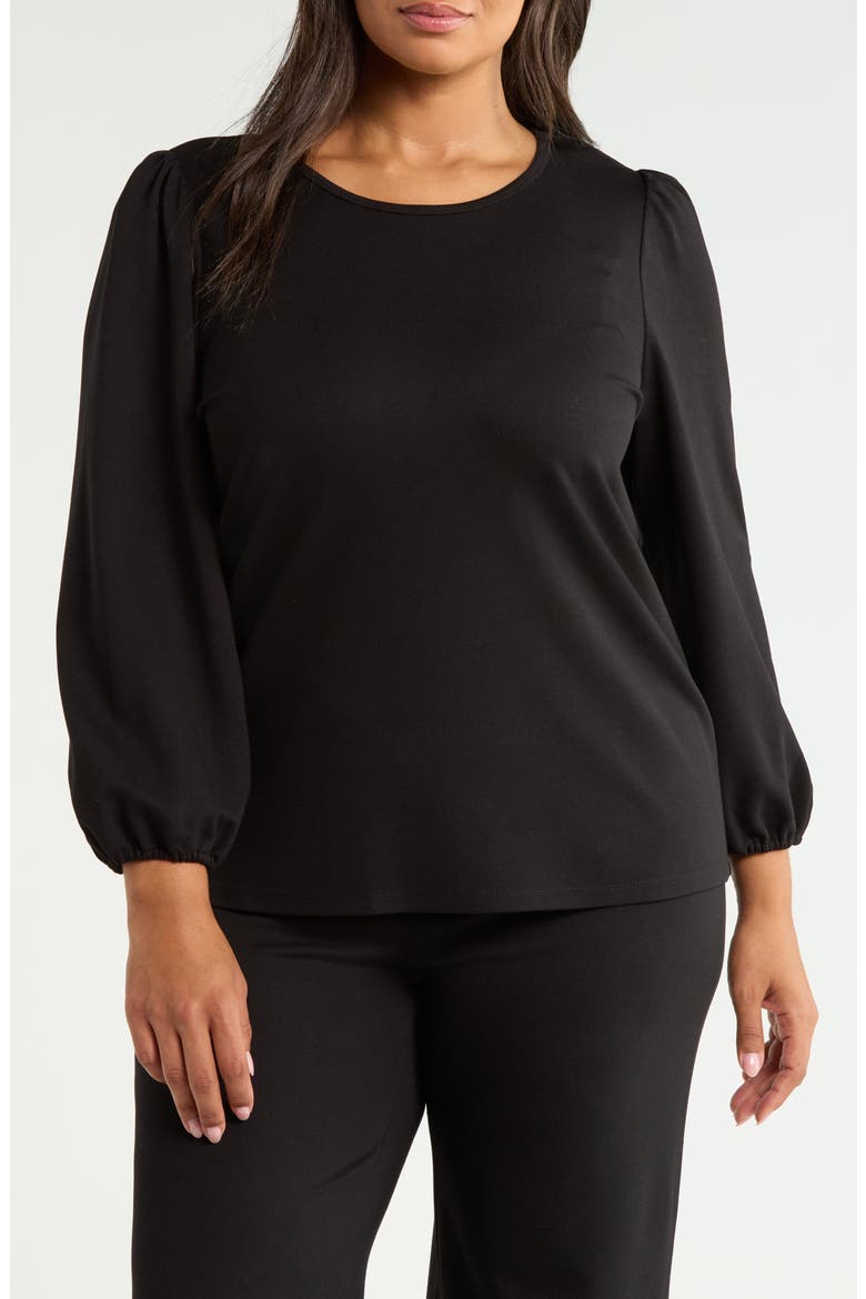 Puff Sleeve Knit Top, Main, color, ANNE BLACK