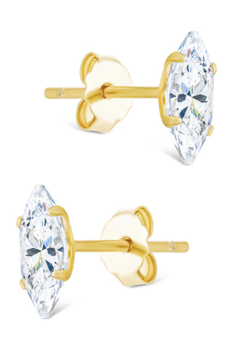 Marquise-Cut Cubic Zirconia Stud Earrings, Alternate, color, GOLD