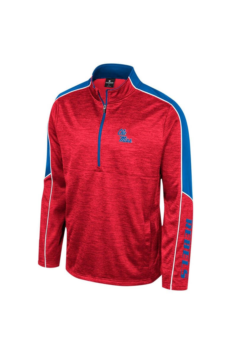 COLOSSEUM Men's Colosseum Blue Ole Miss Rebels Marled Half-Zip Jacket, Alternate, color, Red