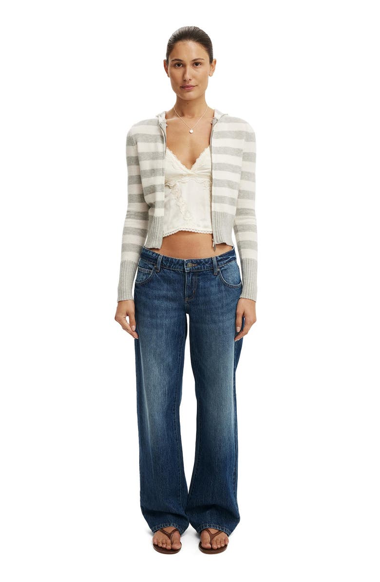 Cotton On Women's Everfine Hooded Knit, Alternate, color, Grey Marle Porcelain Stripe