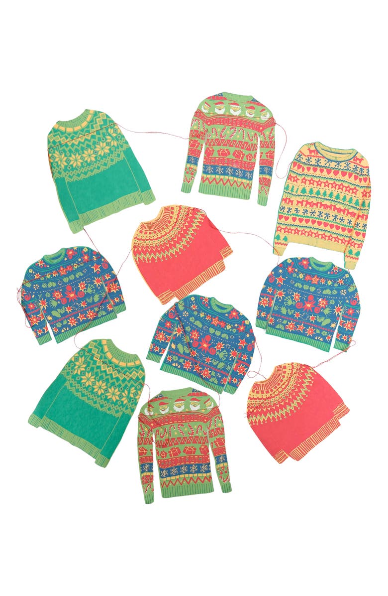 East End Press Paper Christmas Sweaters Sewn Garland, Main, color, Mixed
