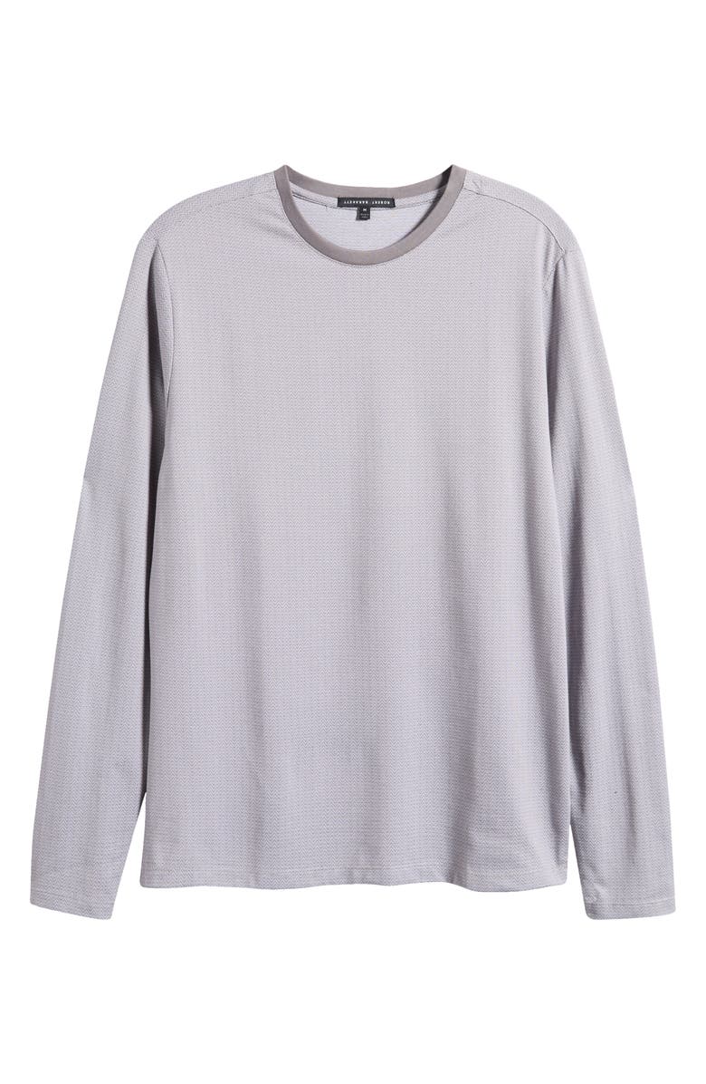 Robert Barakett Dunleath Geo Pattern Crewneck Top, Alternate, color, Grey