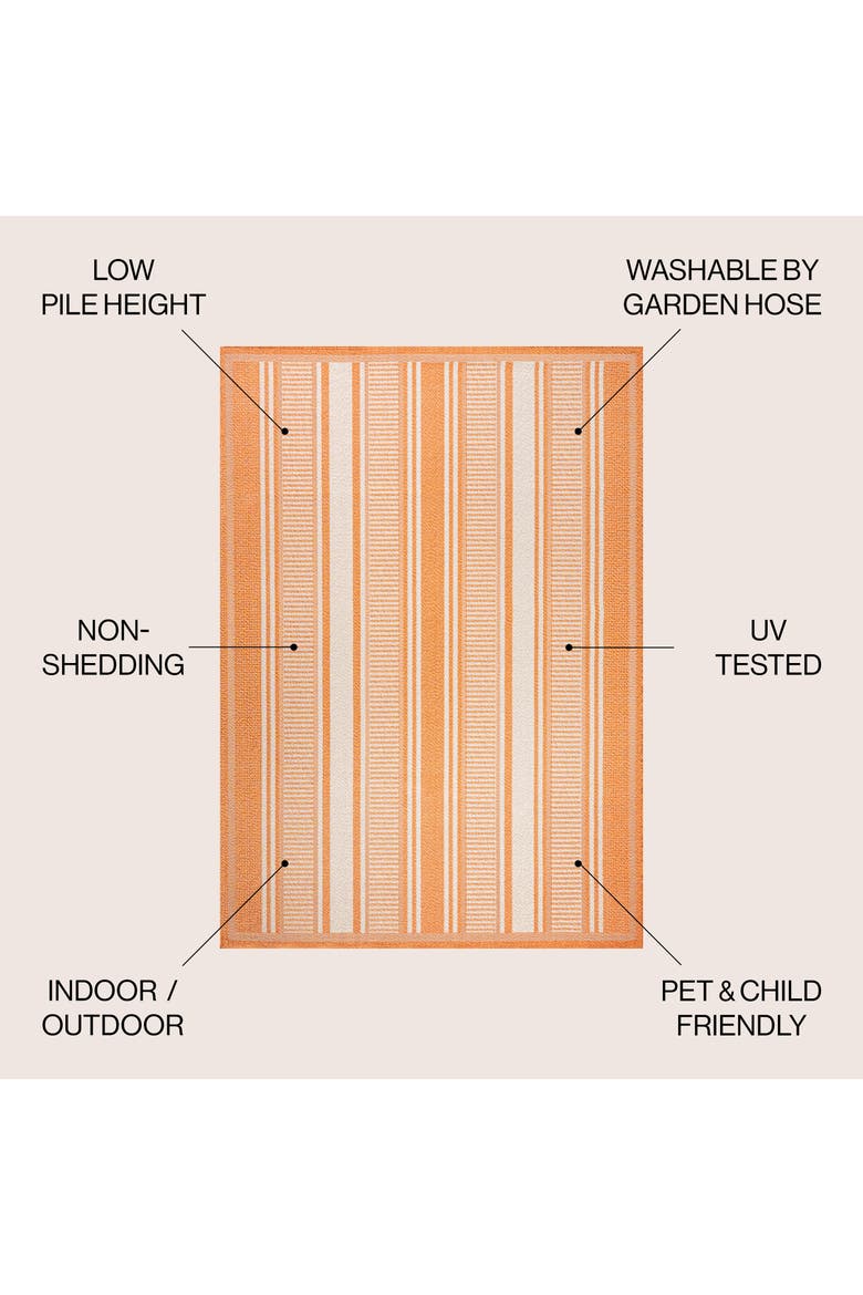 Haynes Modern Double Stripe Indoor/Outdoor Area Rug, Alternate, color, Orange/Cream