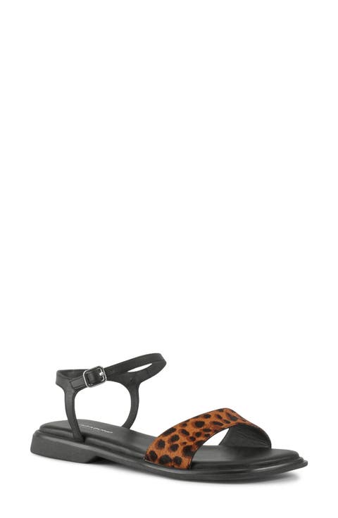 Izzy Genuine Calf Hair Ankle Strap Sandal (Women)