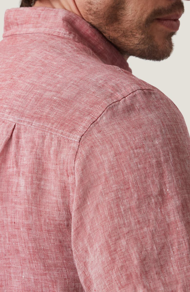 34 Heritage Short Sleeve Linen Button-Up Shirt, Alternate, color, Red