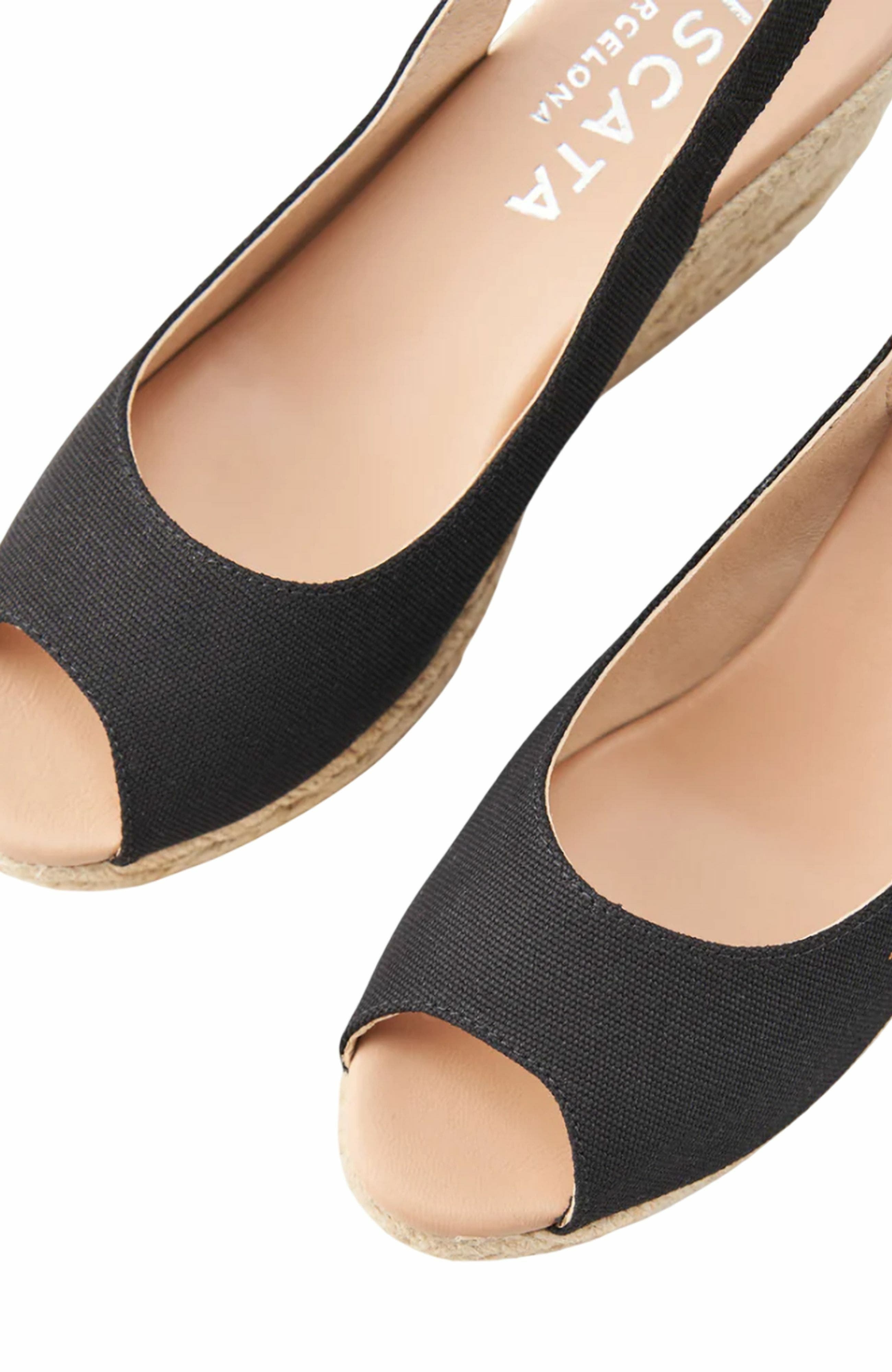 VISCATA Gavina Canvas Espadrille Sandal Wedges, Alternate, color, Black