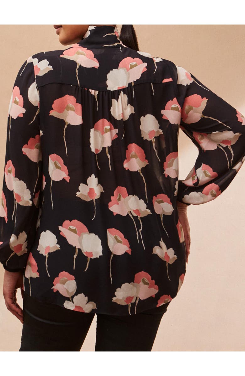 Live Unlimited Floral Print High Neck Blouse, Alternate, color, Black