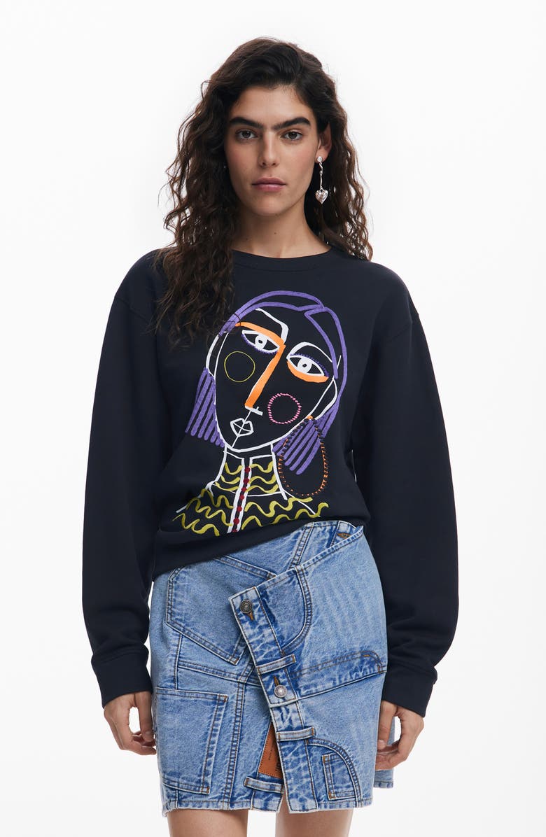 Desigual Collage Denim Wrap Miniskirt, Alternate, color, Medium Blue