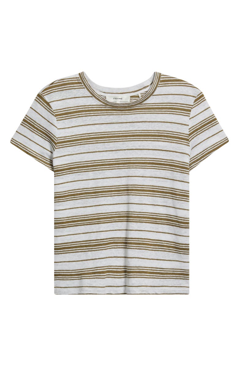FRAME The Stripe Stretch Linen Baby T-Shirt, Alternate, color, Military Multi