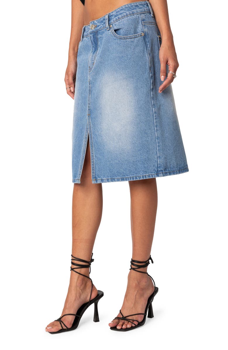 EDIKTED Junia Rigid Denim Midi Skirt, Alternate, color, 