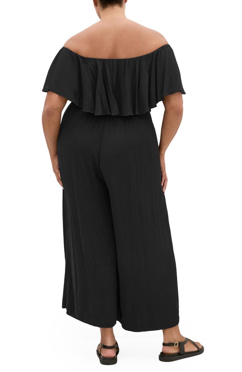 City Chic Emery Off the Shoulder Wide Leg Jumpsuit, Alternate, color, 