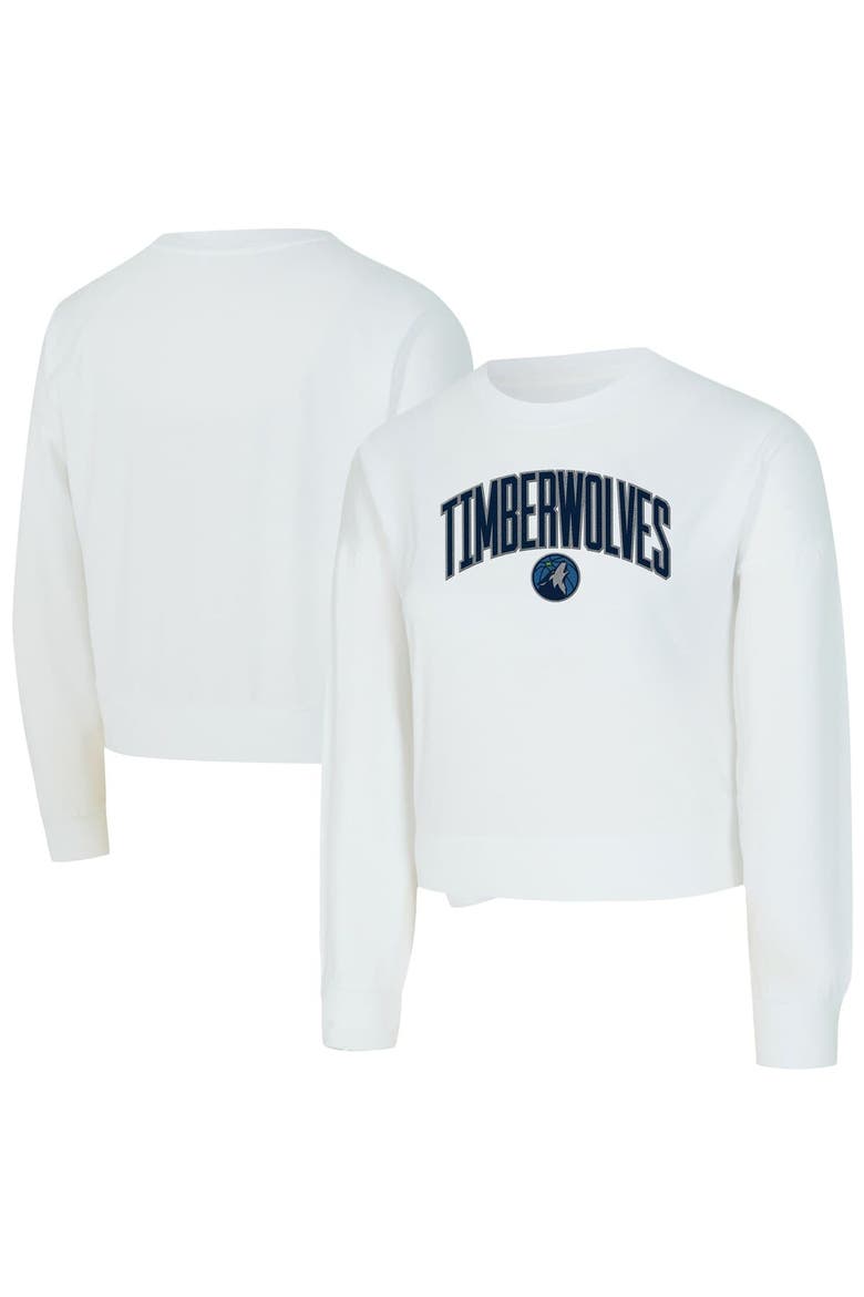 Women's Concepts Sport  White Minnesota Timberwolves Laney Chenille Cropped Long Sleeve T-Shirt, Main, color, White