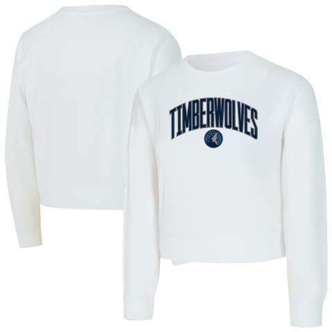 Women's Concepts Sport  White Minnesota Timberwolves Laney Chenille Cropped Long Sleeve T-Shirt