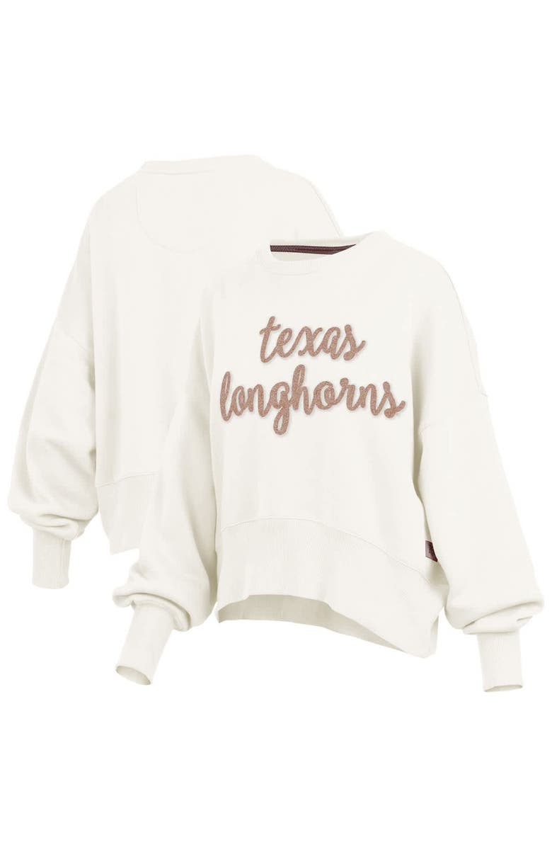PRESSBOX Women's Pressbox Cream Texas Longhorns Chelsea Oversized Pullover Sweatshirt, Main, color, Cream