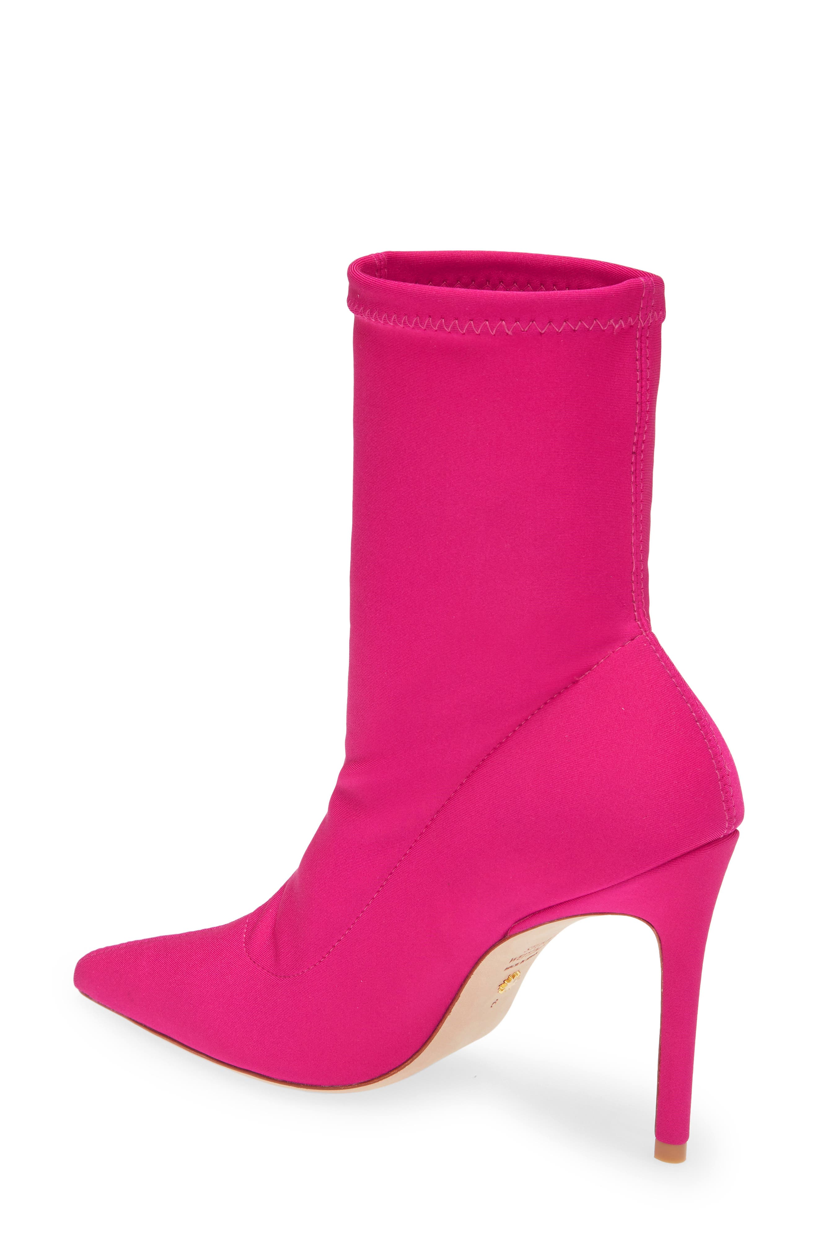 Stuart Weitzman 100 Pointed Toe Stretch Bootie, Alternate, color, Magenta