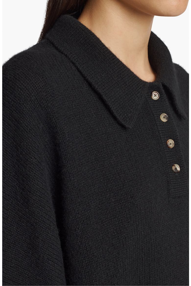 Rene Long Sleeve Cashmere Polo Sweater, Alternate, color, BLACK