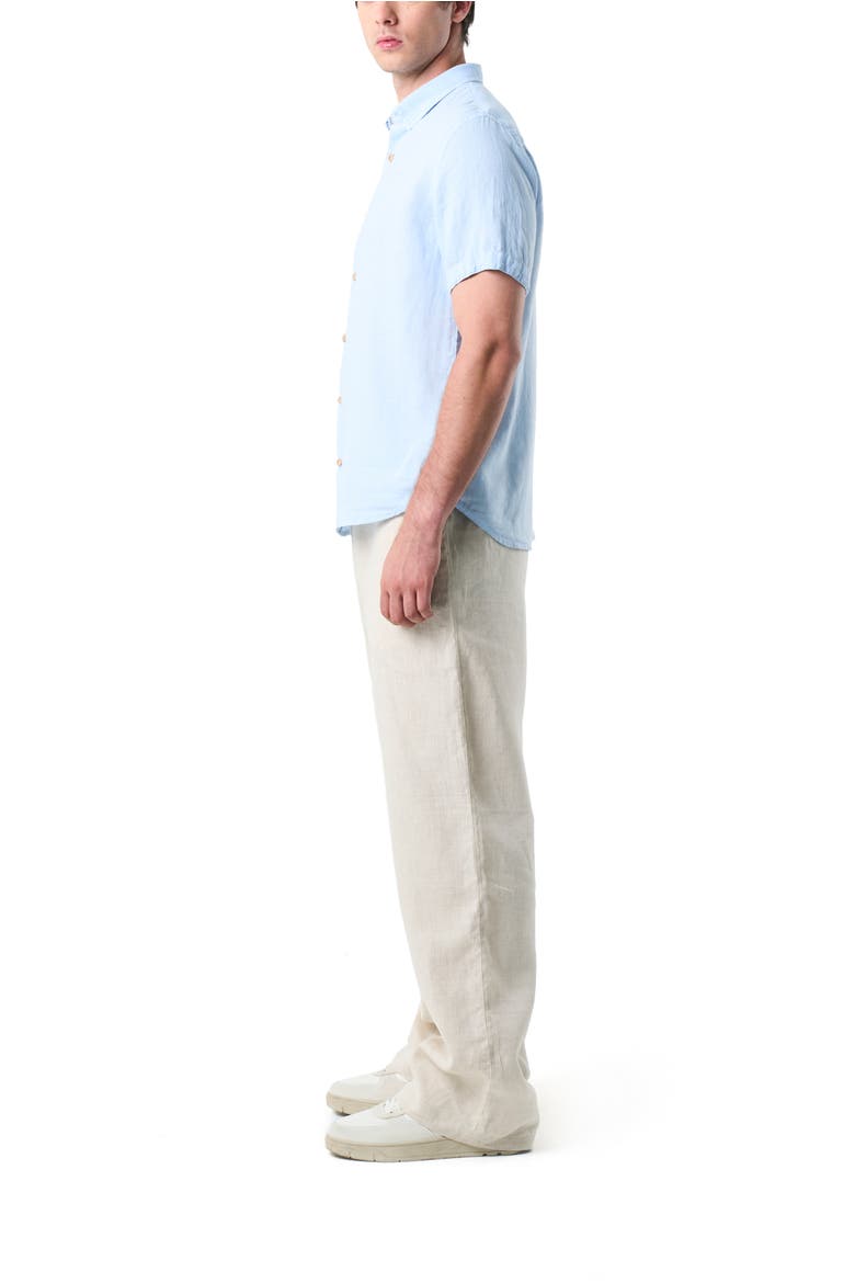 Men Short-Sleeve Linen Shirt with VZ Embroidery., Alternate, color, Blue