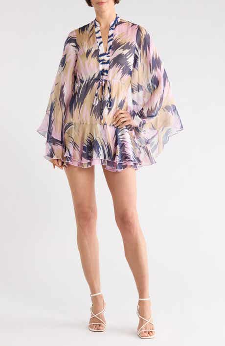 Diane von Furstenberg Francesca Long Sleeve Linen & Silk Dress
