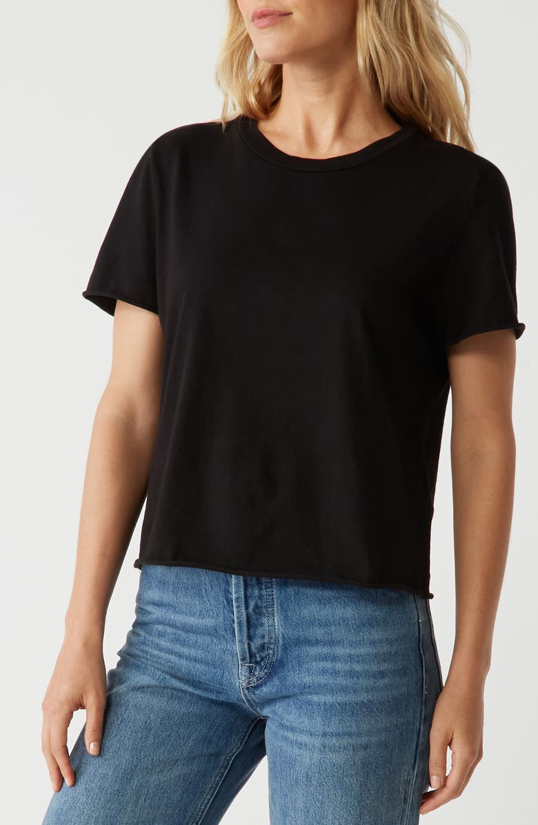 Michael Stars Jackie Raw Edge T-Shirt, Alternate, color, Black