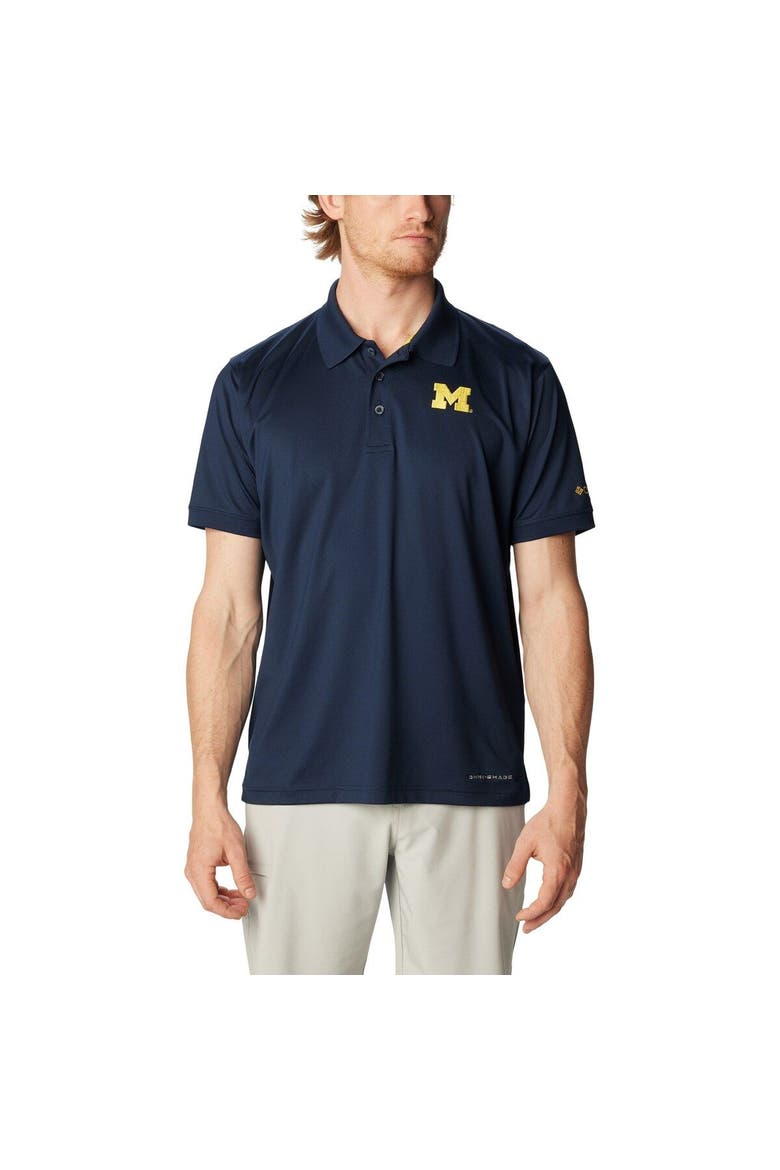 Men's Columbia Navy Michigan Wolverines PFG Tamiami Omni-Shade Polo, Main, color, Navy