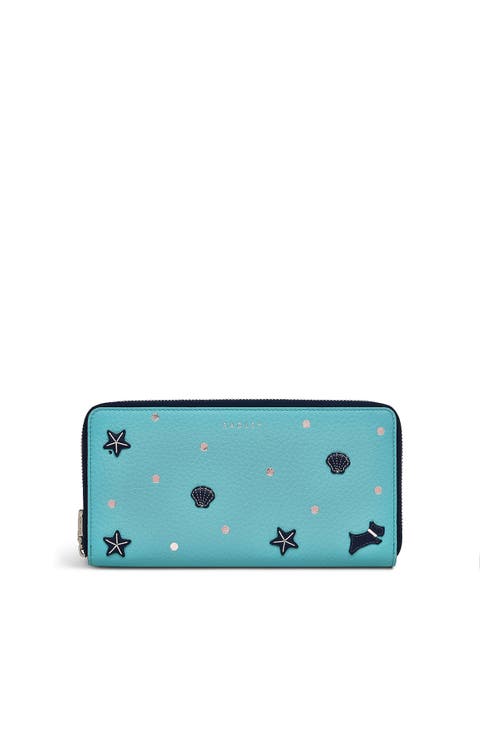 Starfish And Seashells Large Zip Around Wallet