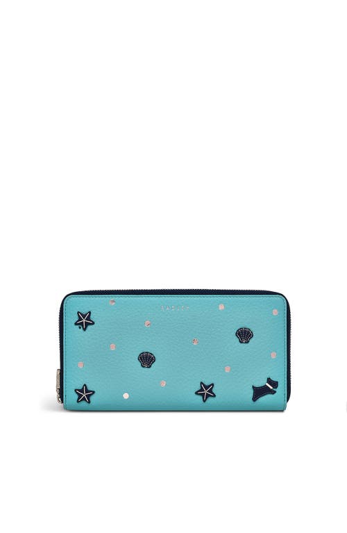 Radley Starfish And Seashells Large Zip Around Wallet In Blue