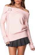 EDIKTED Marilyn Buckled Off the Shoulder Sweater