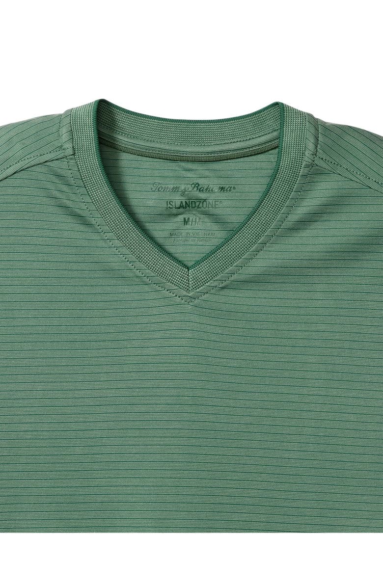 Tommy Bahama Bay Stripe IslandZone<sup>®</sup> V-Neck Performance T-Shirt, Alternate, color, Spruce Frost