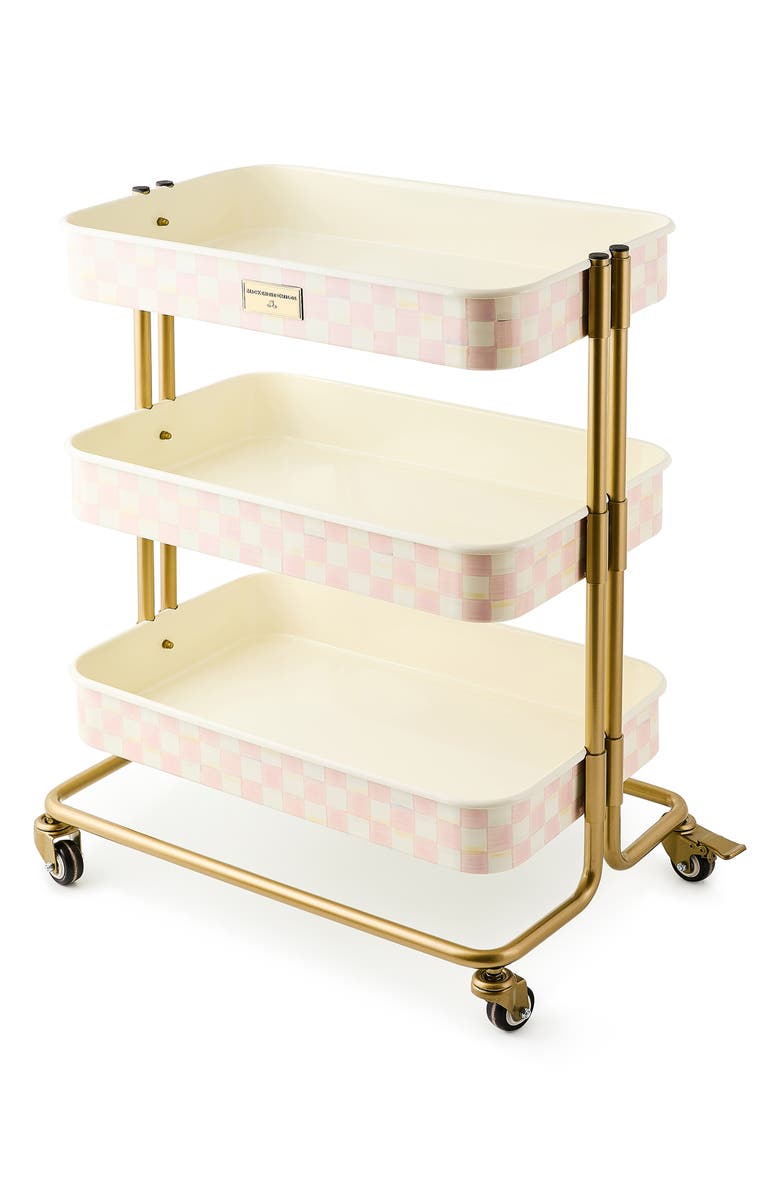MACKENZIE CHILDS Rosy Check 3-Tier Kitchen Cart, Main, color, Rosy