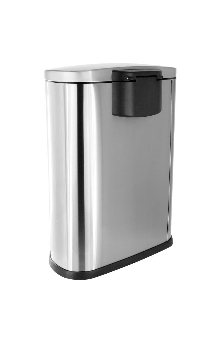 Elama 50 Liter 13 Gallon Half Circle Stainless Steel Step Trash Bin with Slow Close Mechanism, Alternate, color, Silver