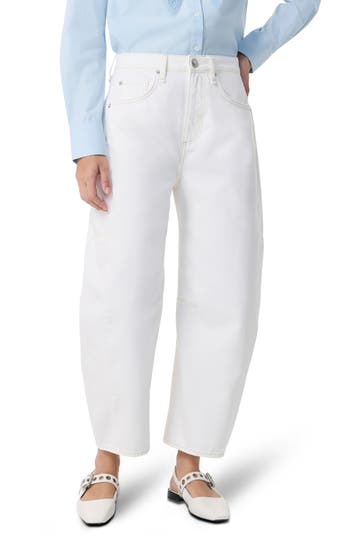 Rag & Bone Charlie High Waist Barrel Leg Ankle Jeans In White
