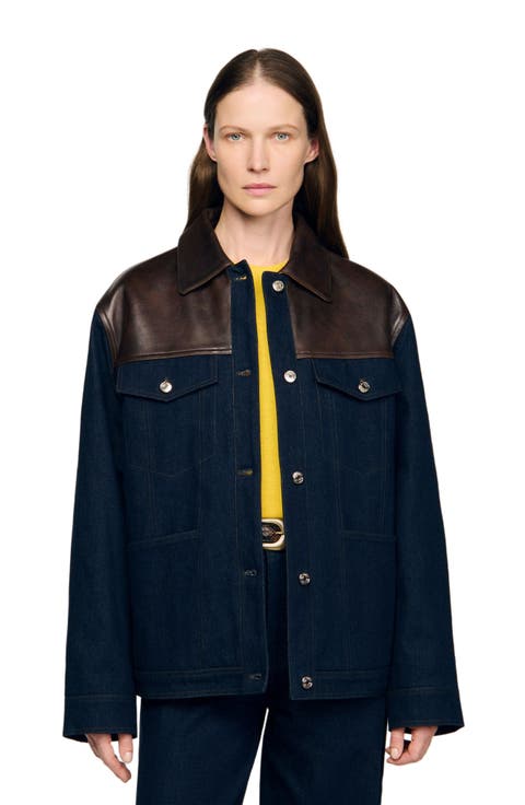 Denim and leather jacket