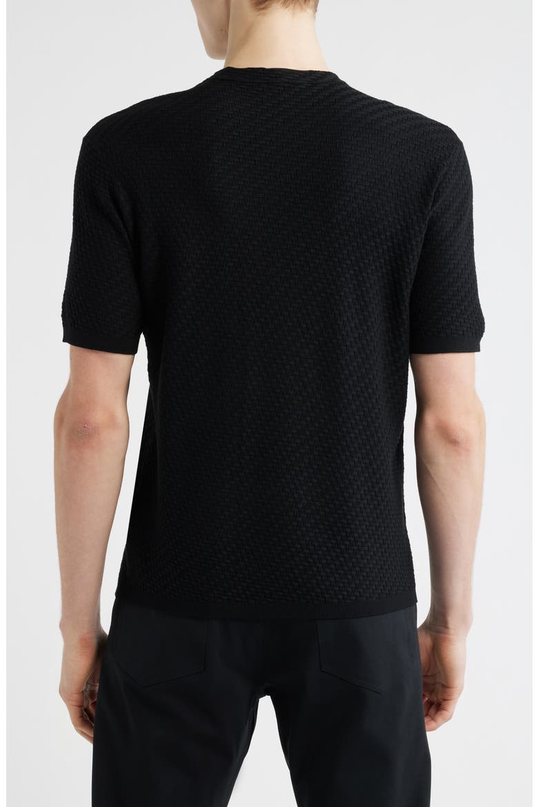Short Sleeve Basket Stitch Sweater, Alternate, color, SOLID BLACK