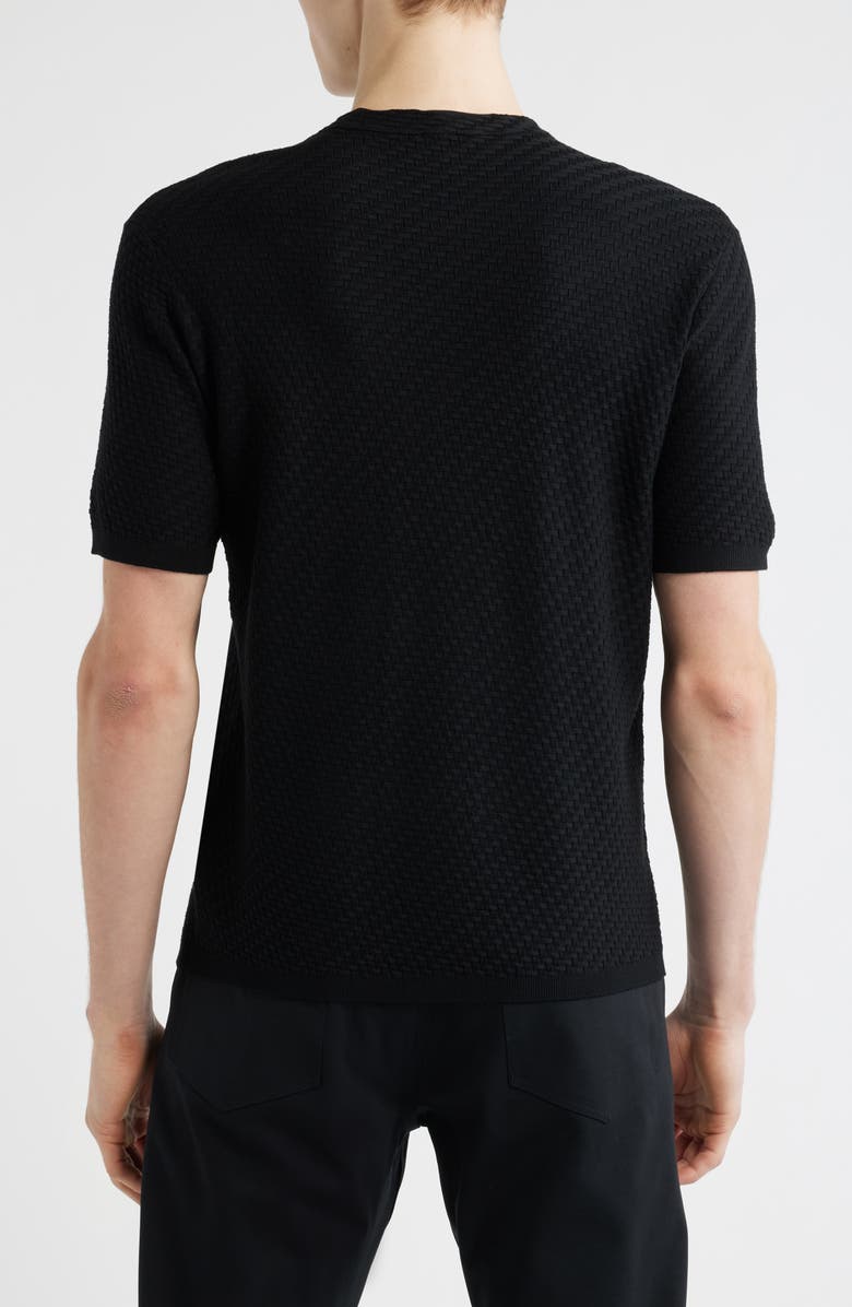 Emporio Armani Short Sleeve Basket Stitch Sweater, Alternate, color, Solid Black