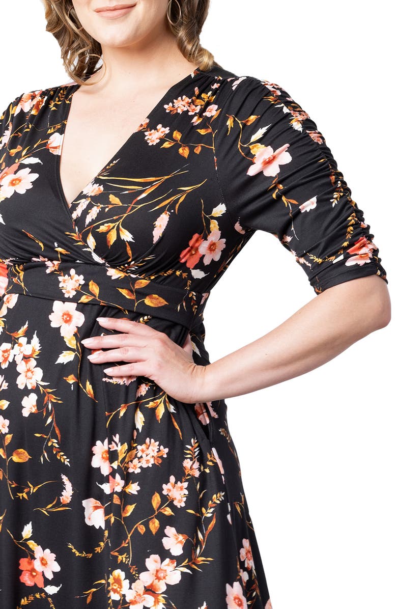 Kiyonna Gabriella Print Jersey A-Line Dress, Alternate, color, Midnight Garden