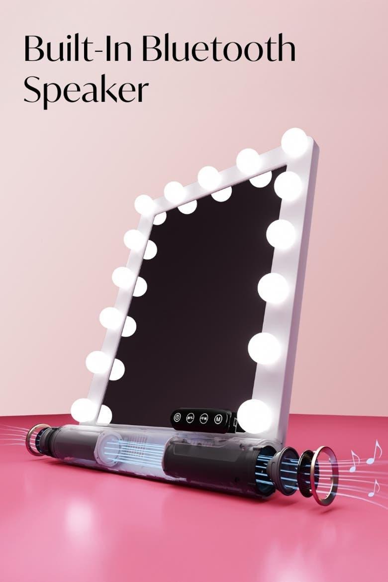 Madeline Mini Hollywood Mirror, Alternate, color, White