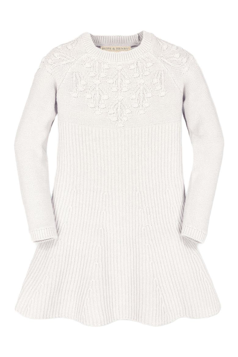 Baby Girls' Organic Skater Sweater Dress, Infant, Main, color, Soft White Fancy Stitch
