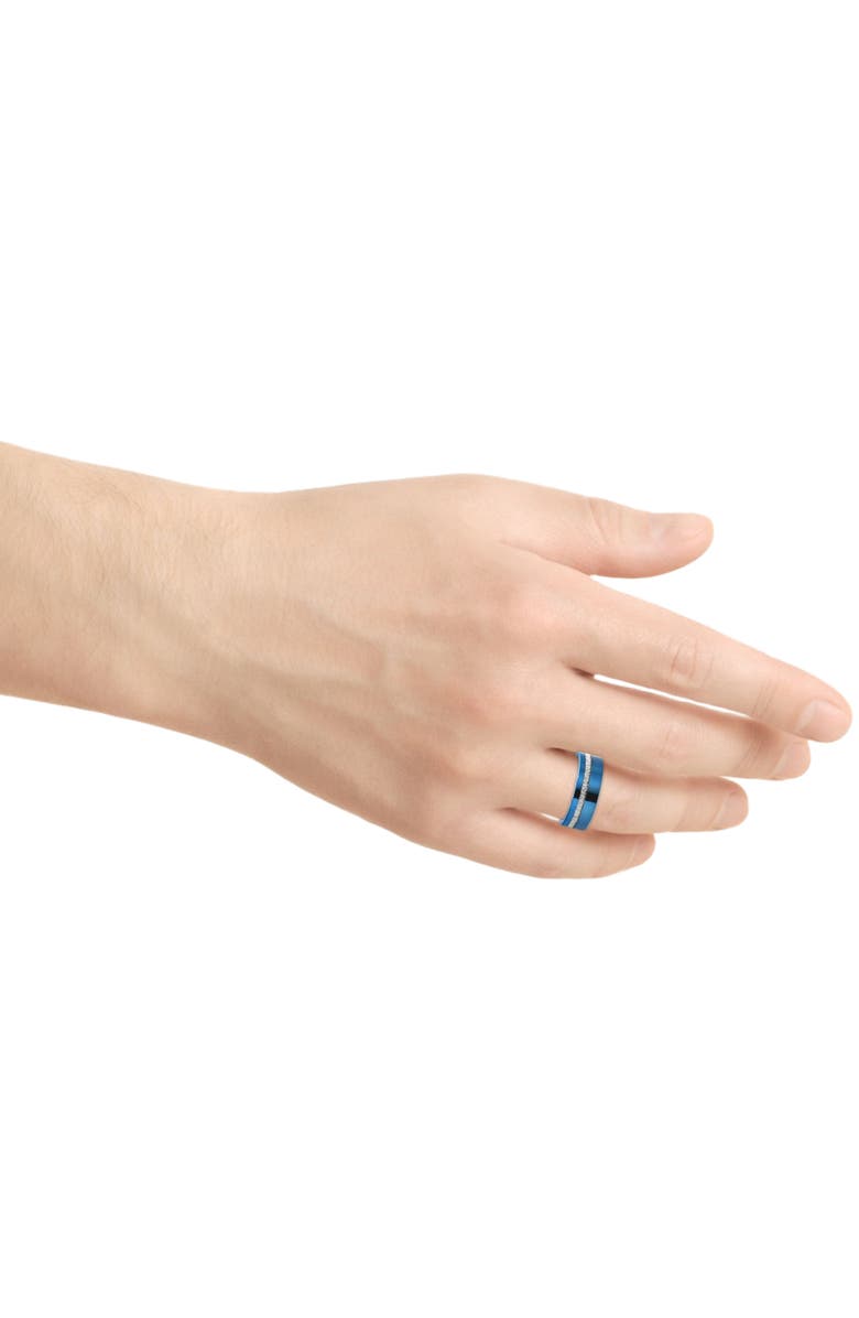 Bliss Diamond Men's Blue Tungsten Ring Meteor Inlay 8mm Wedding Band, Alternate, color, Blue Tungsten
