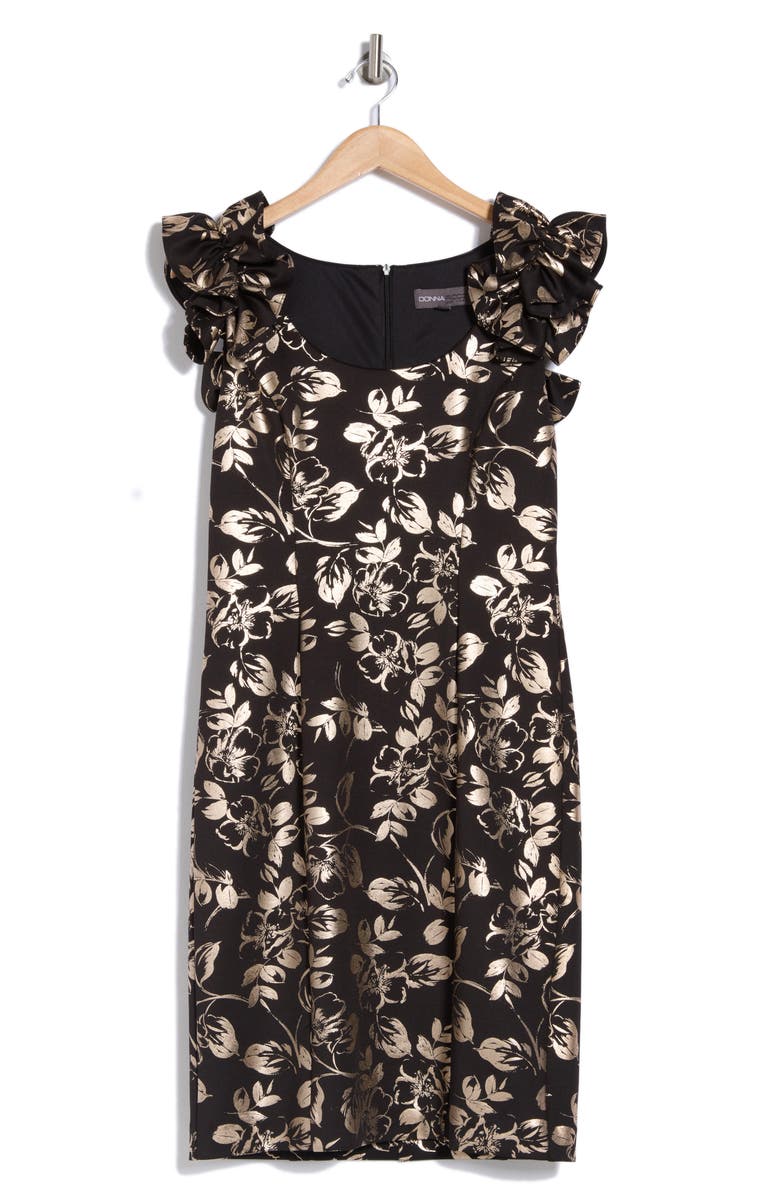 Donna Ricco Floral Ruffle Sheath Dress, Alternate, color,