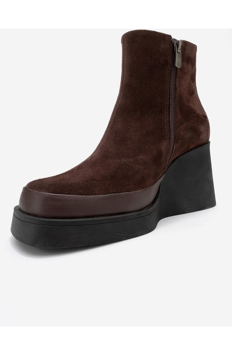 Forever & Always Shoes Livia Leather Wedge Boot, Alternate, color, Brown Suede