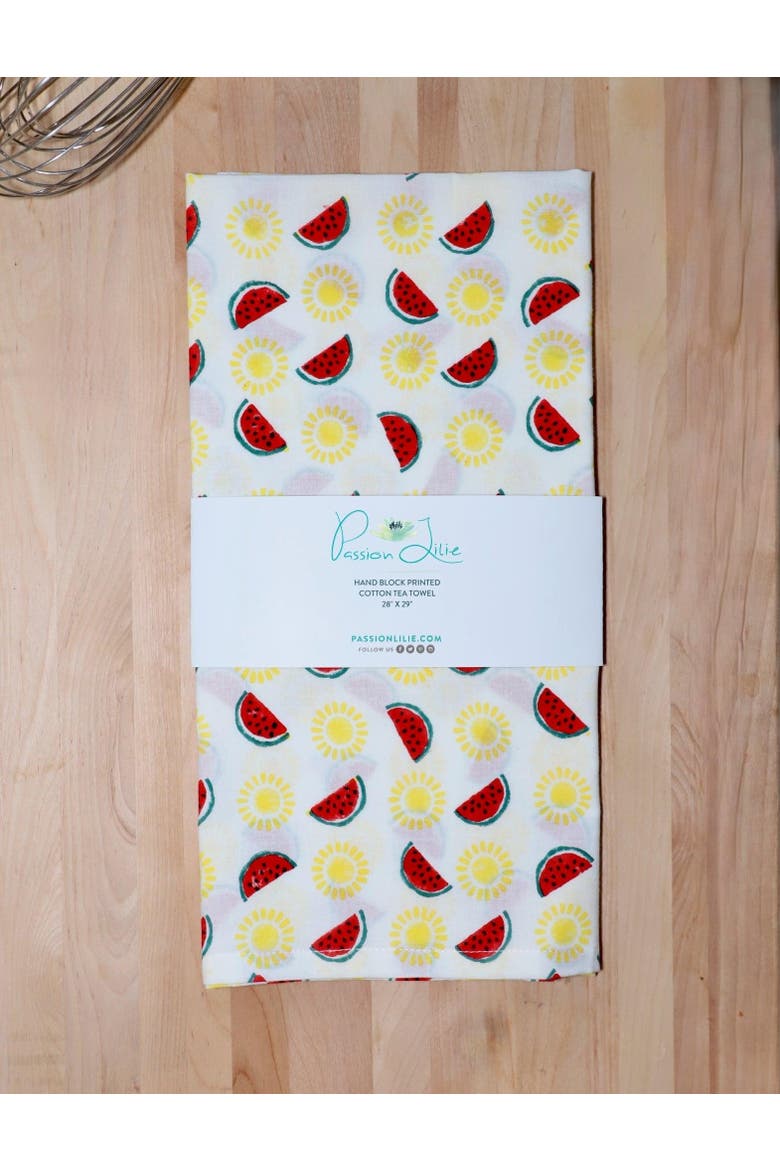 Watermelon & Sun Cotton Tea Towel - Set of 2, Alternate, color, Red