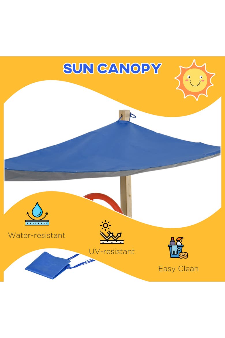Kids Cookbook Layout Outsunny Kids Wooden Pirate Sand Boat with Canopy & Foldable Design ...