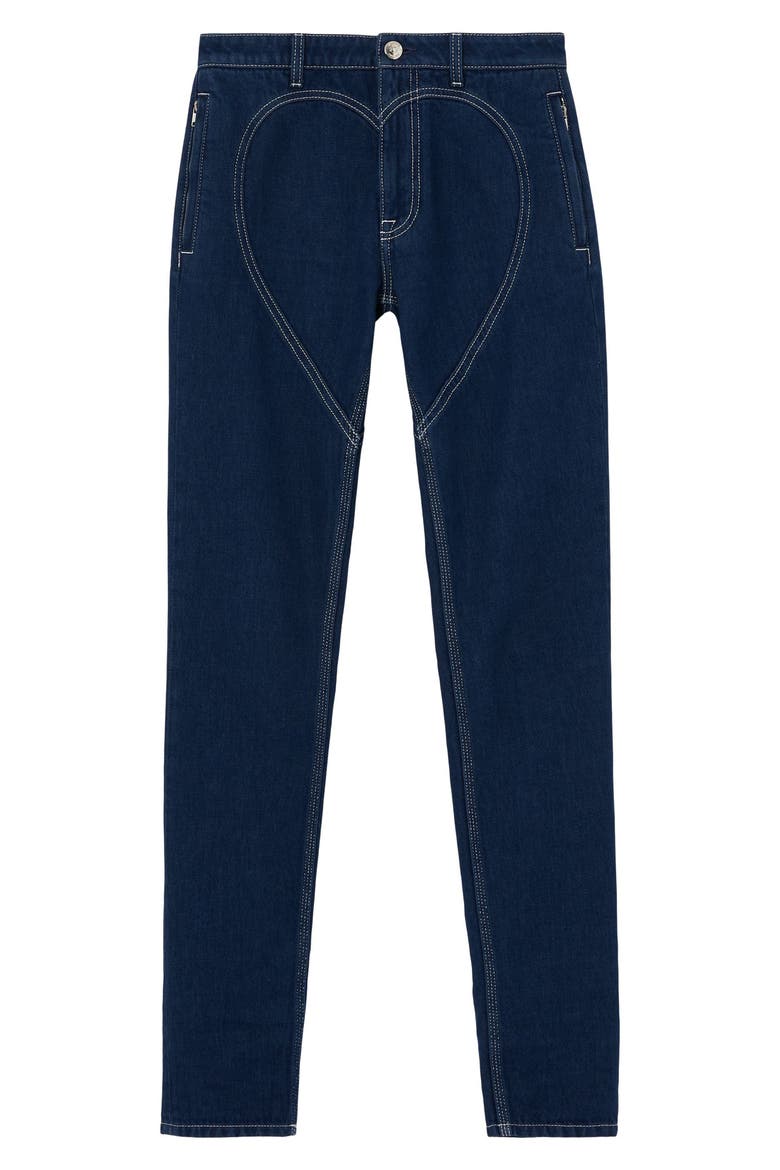 Heart Motif Skinny Jeans, Alternate, color, DARK CANVAS BLUE