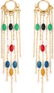Panacea Stone Fringe Hoop Drop Earrings