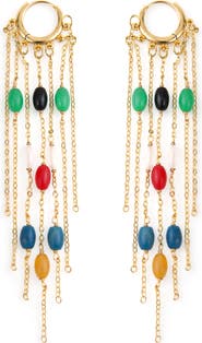 Panacea Stone Fringe Hoop Drop Earrings