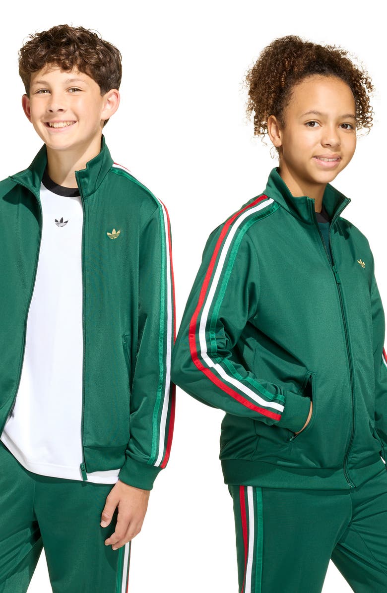 adidas Originals Kids' Firebird Recycled Polyester Track Jacket, Alternate, color, Team Dark Green/Dark Football Gold