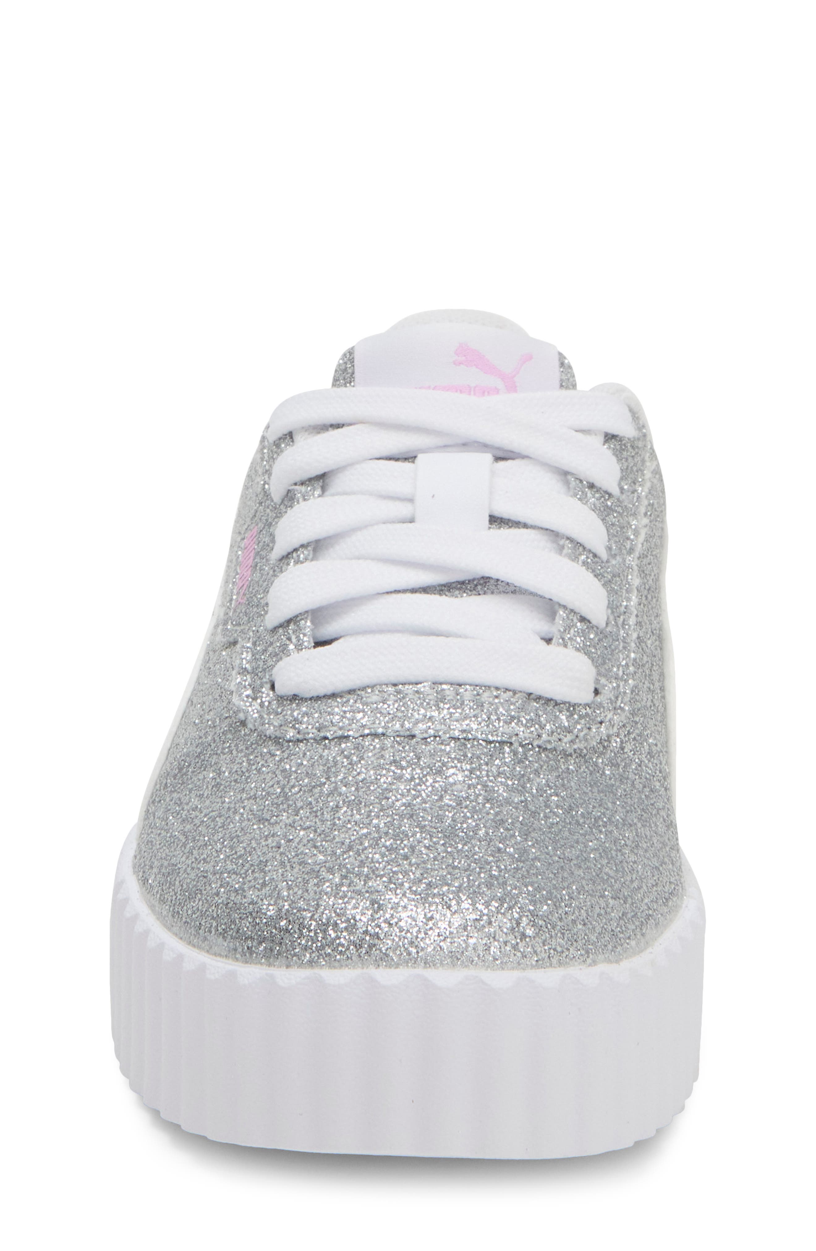 Kids' Carina 3.0 Glitz Sneaker, Alternate, color, PUMA SILVER/ PUMA WHITE