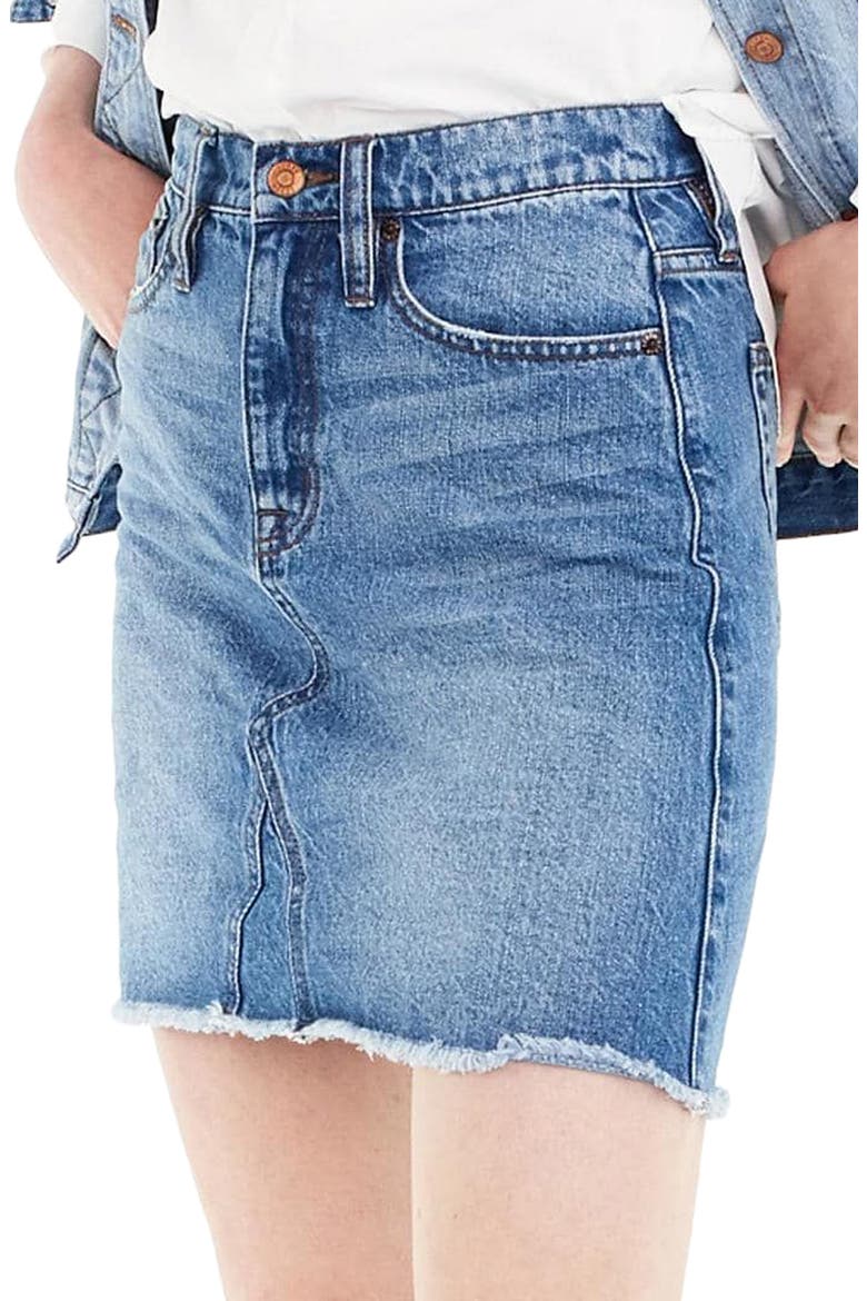 Denim Skirt, Main, color, BIRCH WASH
